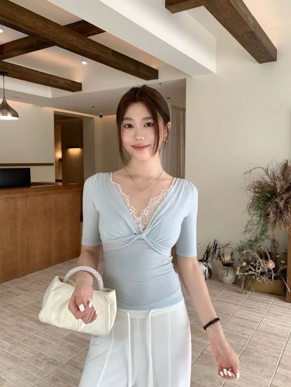 Darlene Lace-Inset Twist-Front Top