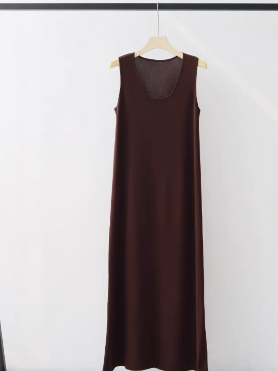 Erica Round Neck Maxi Dress-The Black Bow-