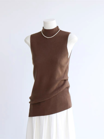 Elle High Neck Sleeveless Knit Top-The Black Bow-