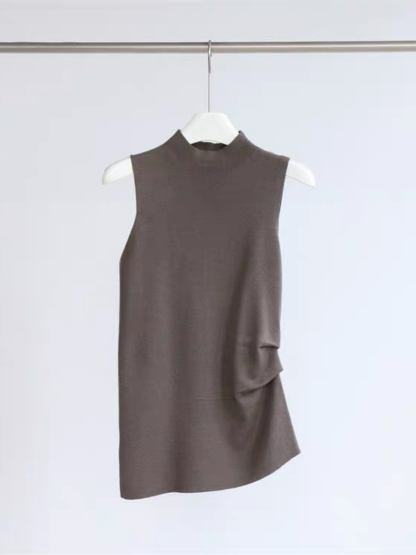 Elle High Neck Sleeveless Knit Top-The Black Bow-
