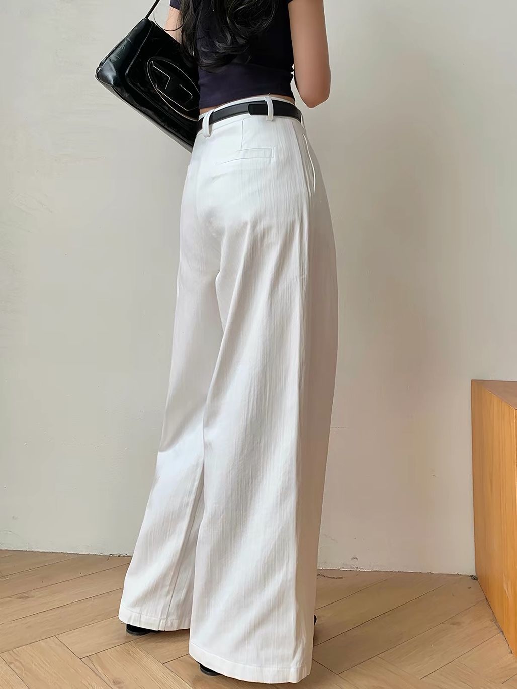 Darren Textured Belted Wide Leg Pants