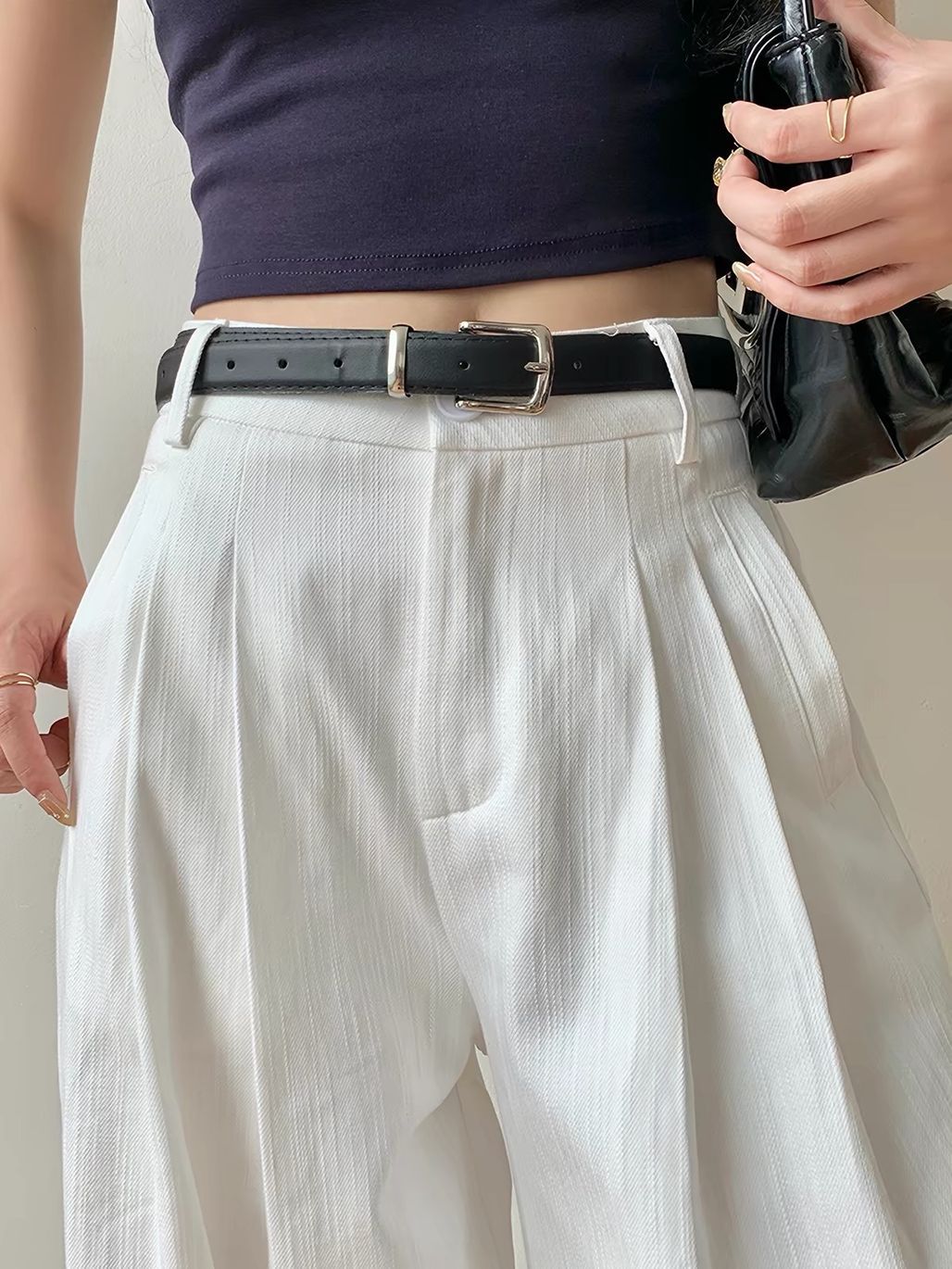 Darren Textured Belted Wide Leg Pants