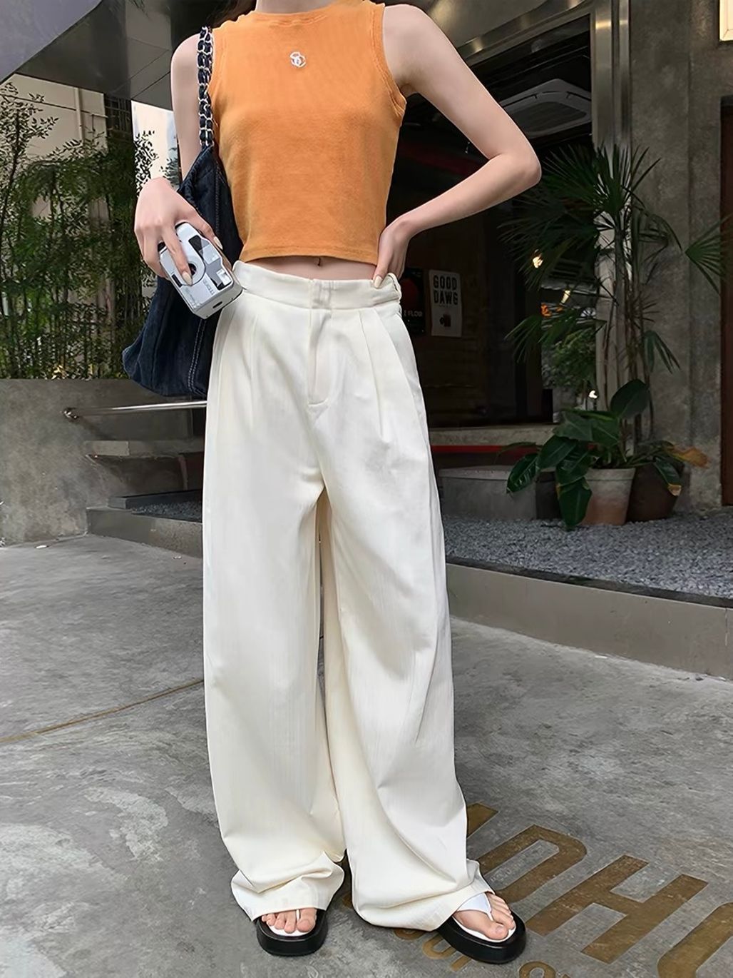 Darren Textured Belted Wide Leg Pants