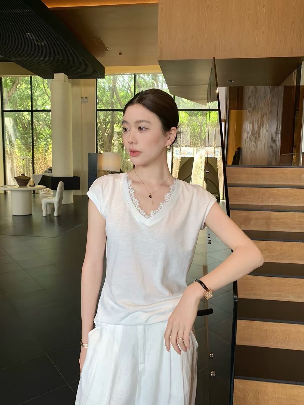 Darryl Relaxed Lace-Trim Sleeveless Tee