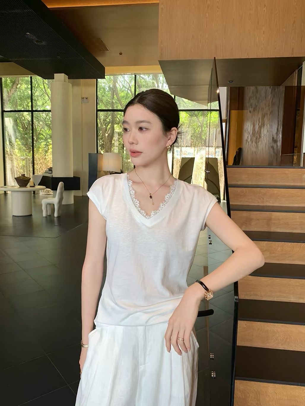 Darryl Relaxed Lace-Trim Sleeveless Tee