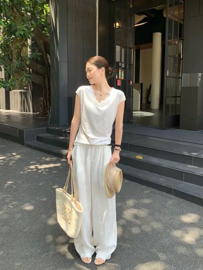 Darryl Relaxed Lace-Trim Sleeveless Tee