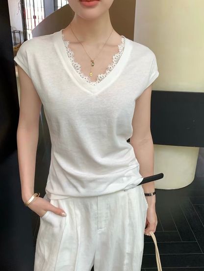 Darryl Relaxed Lace-Trim Sleeveless Tee