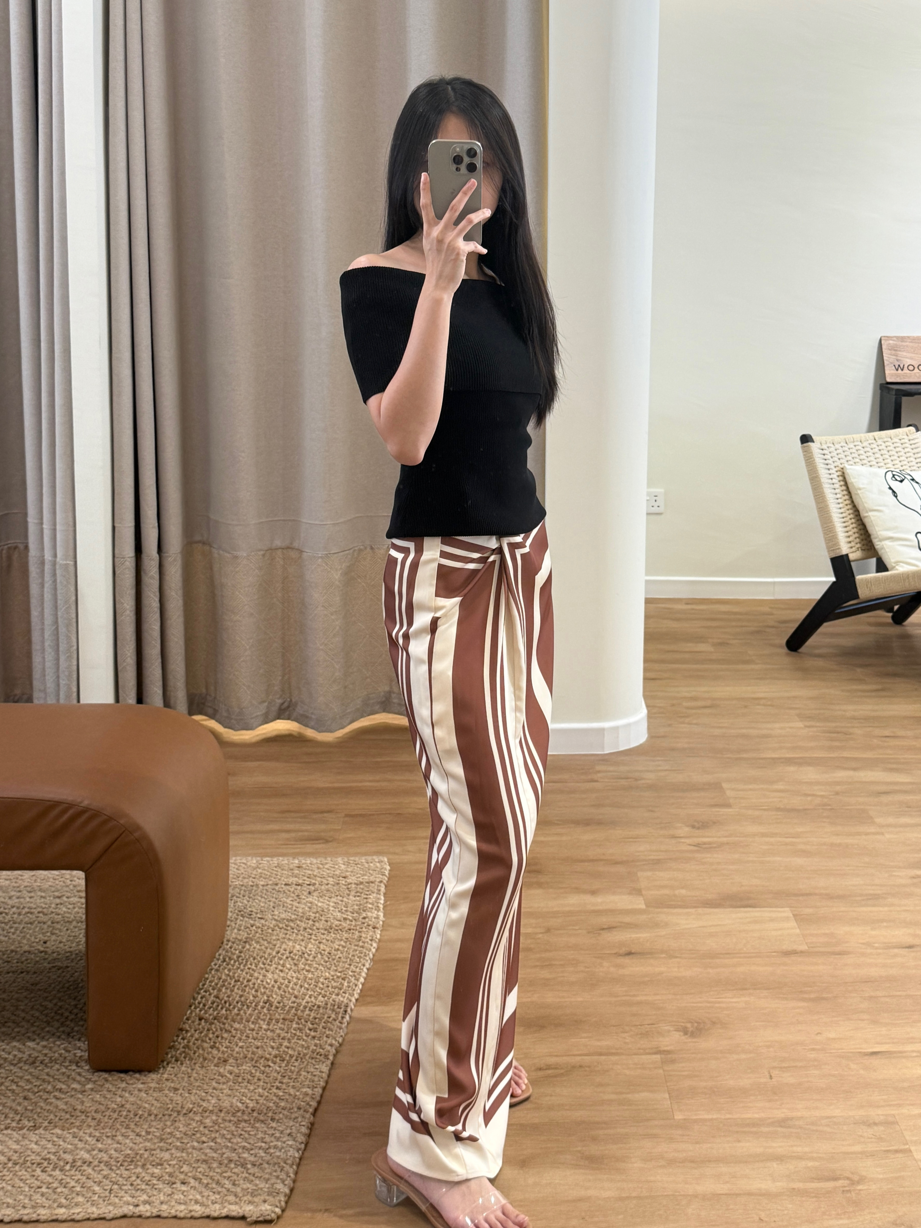 【Resort Elegance】Off Shoulder Knit Top + Fluid Geometric Print Skirt (Order Separately)