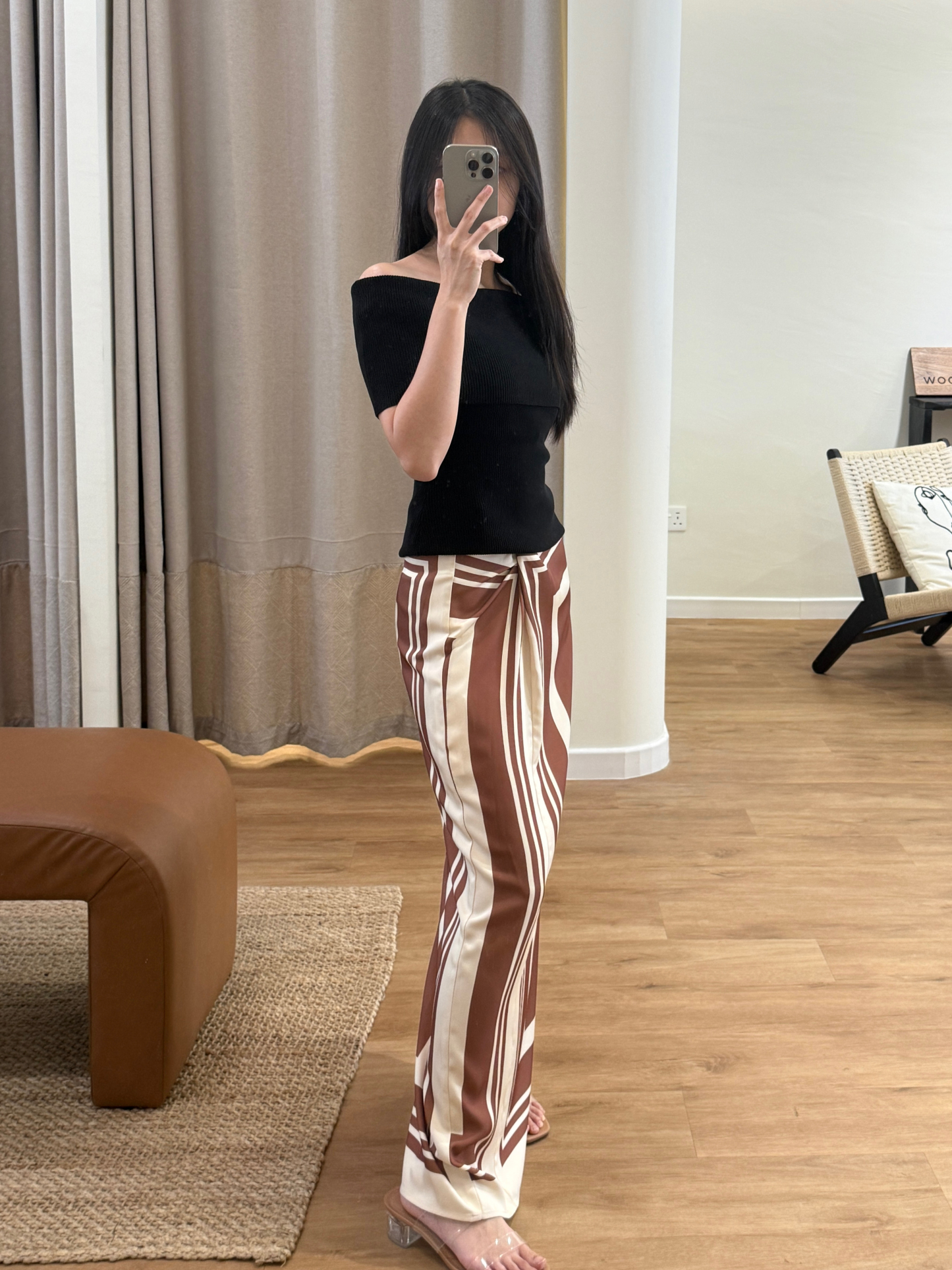 【Resort Elegance】Off Shoulder Knit Top + Fluid Geometric Print Skirt (Order Separately)