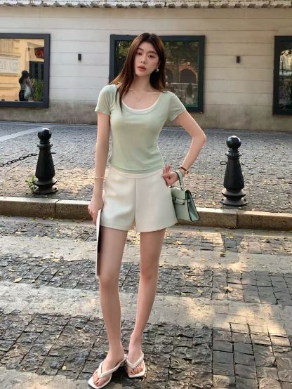 Dalmare Layered Scoop-Neck Top