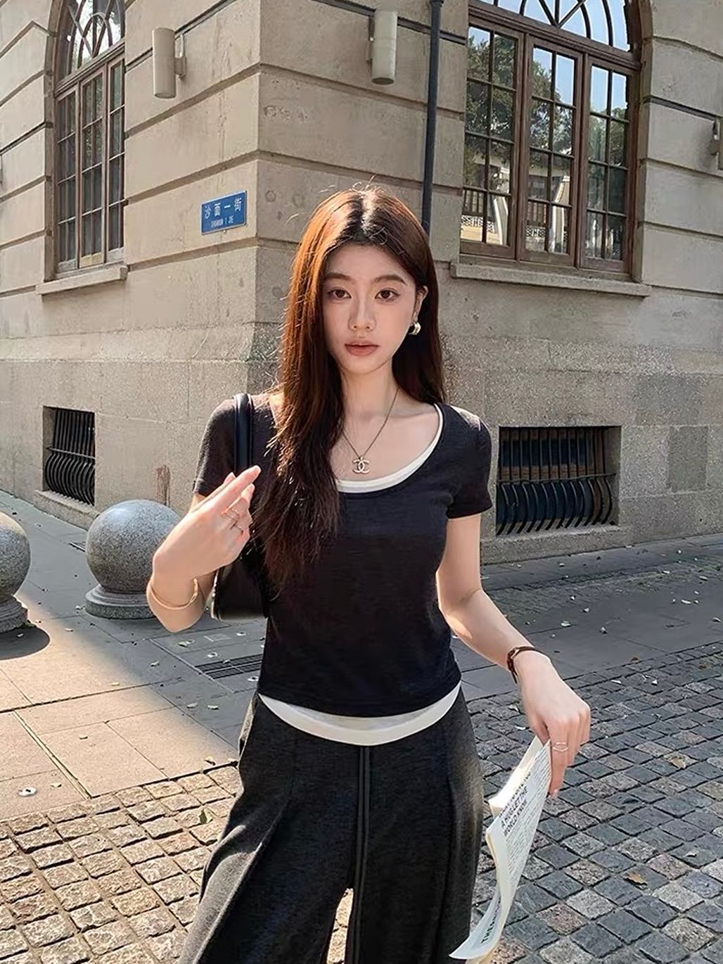 Dalmare Layered Scoop-Neck Top