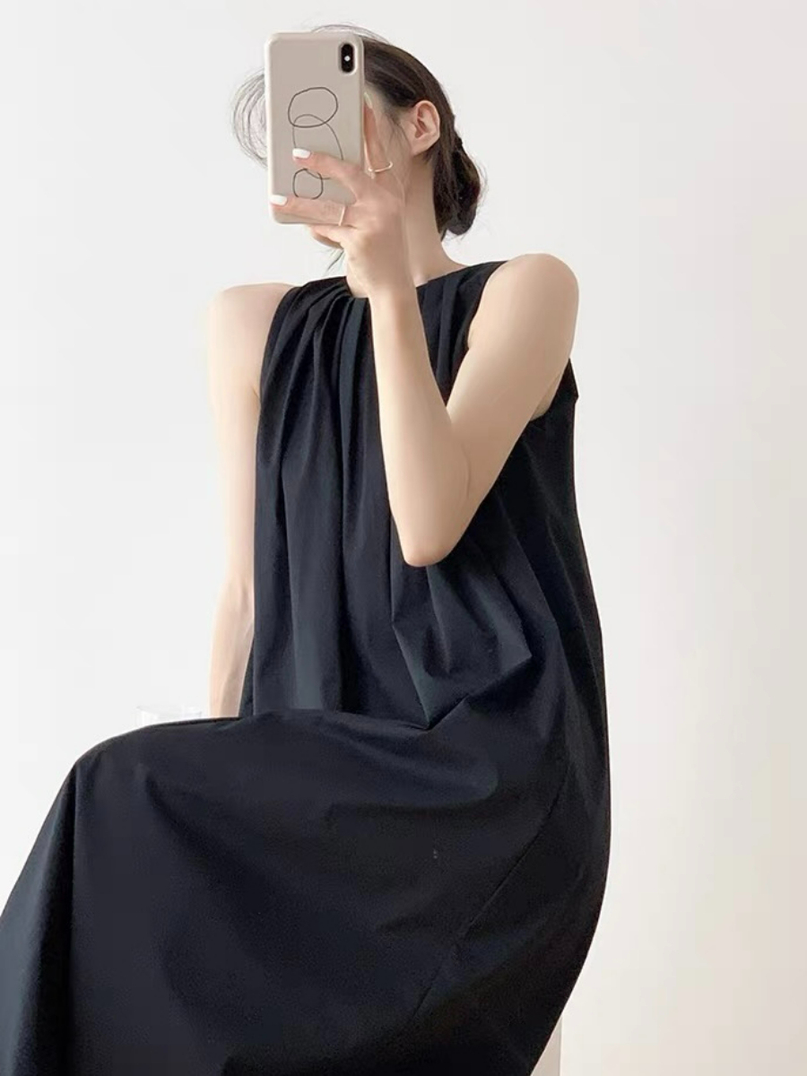 Claire Round Neck Waist Tie Dress