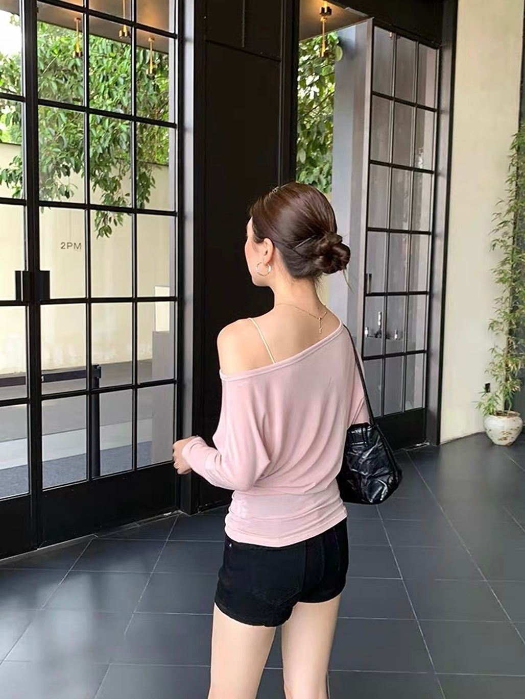 Dareau Asymmetric-Neck Draped Sheer Top