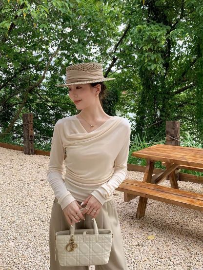 Dylla Cowl-Neck Long Sleeve Top