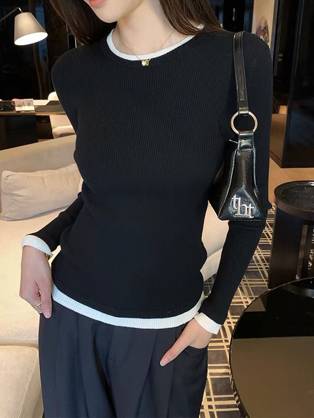Dyee Color Binding Long Sleeve Top