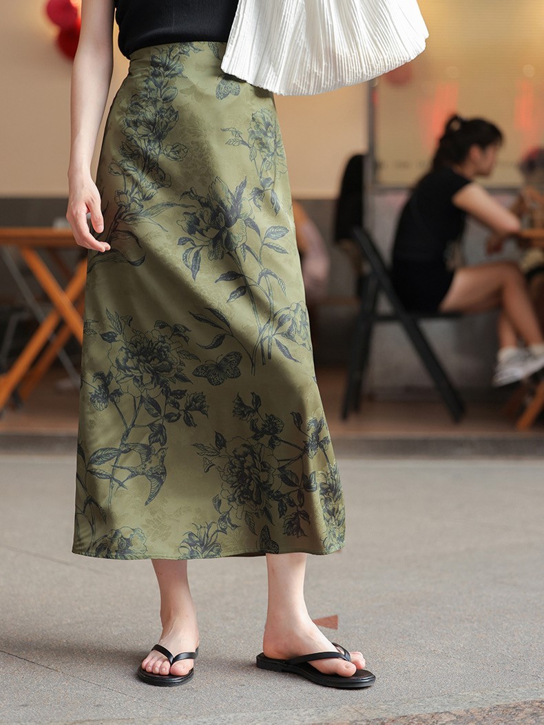 Fang Ye Oriental Printing A-Line Skirt-The Black Bow-