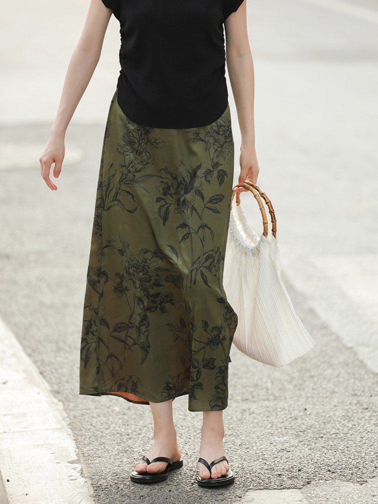 Fang Ye Oriental Printing A-Line Skirt-The Black Bow-