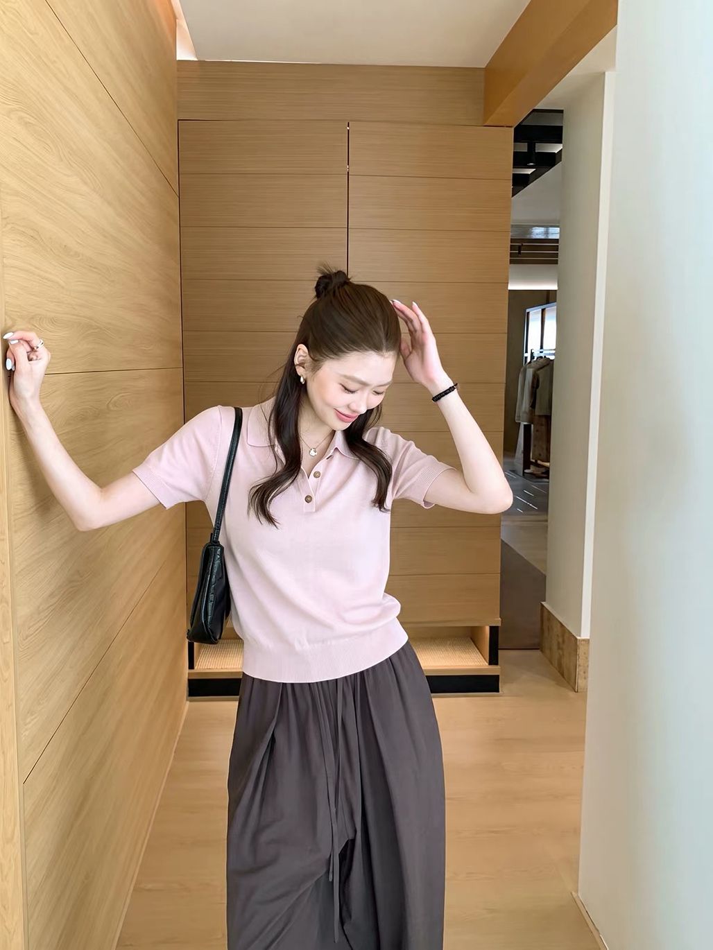 Daiane Relaxed Fine-Knit Polo Tee