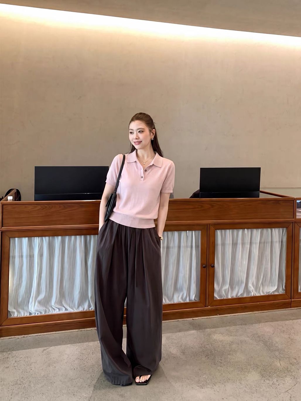 Daiane Relaxed Fine-Knit Polo Tee