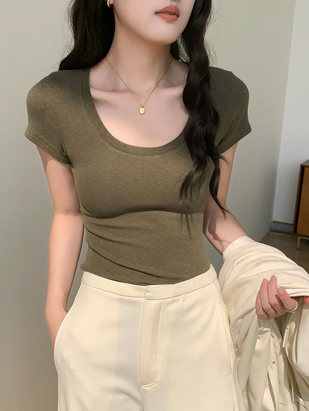 Deep Scoop-Neck Modal Top
