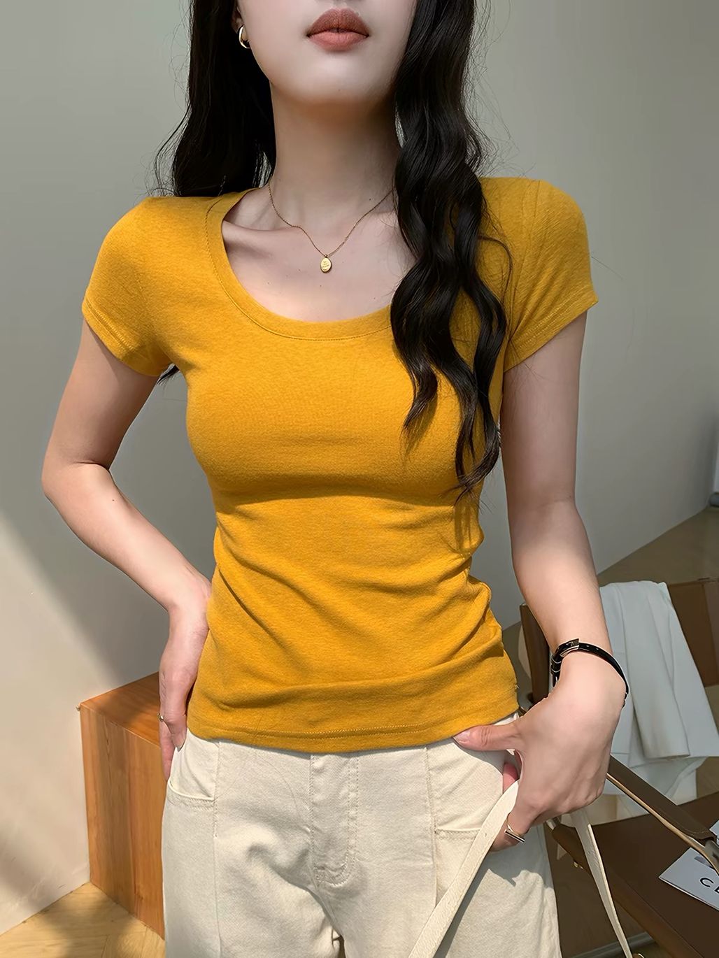 Deep Scoop-Neck Modal Top