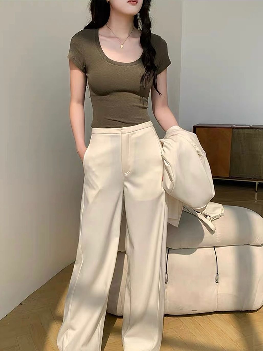 Deep Scoop-Neck Modal Top