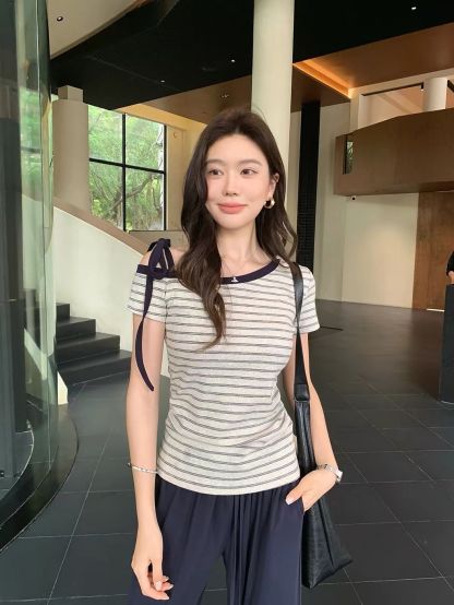 Dekka Shoulder Ribbon Tie Top