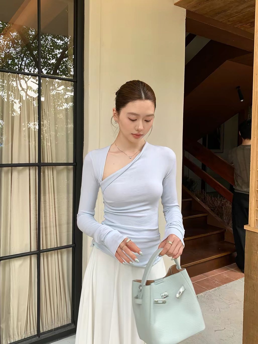Dabnie Asymmetric Wrap-Neck Top