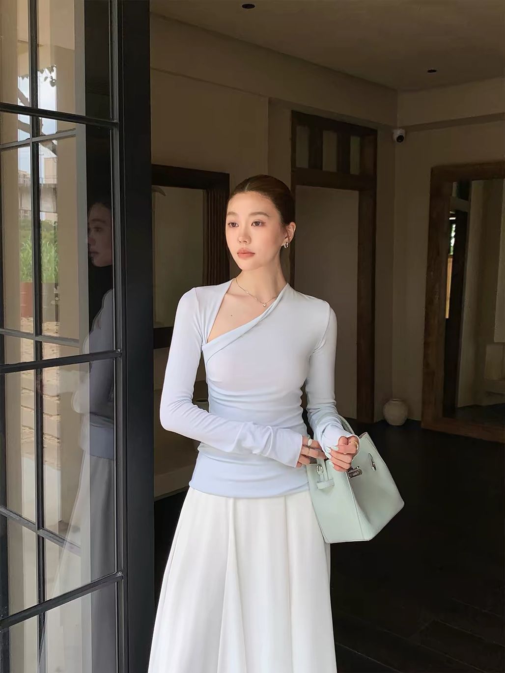 Dabnie Asymmetric Wrap-Neck Top