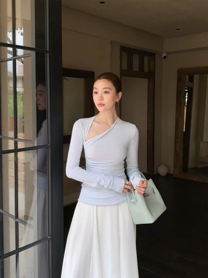Dabnie Asymmetric Wrap-Neck Top