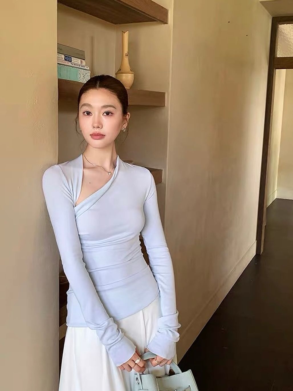 Dabnie Asymmetric Wrap-Neck Top