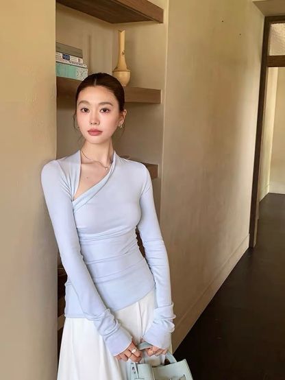 Dabnie Asymmetric Wrap-Neck Top