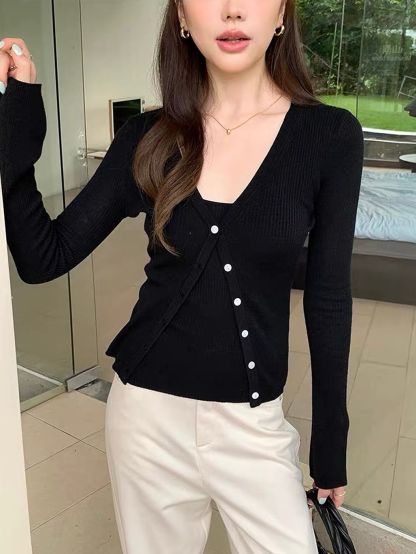 Dularee Ribbed Knit Camisole & Cardigan Set 