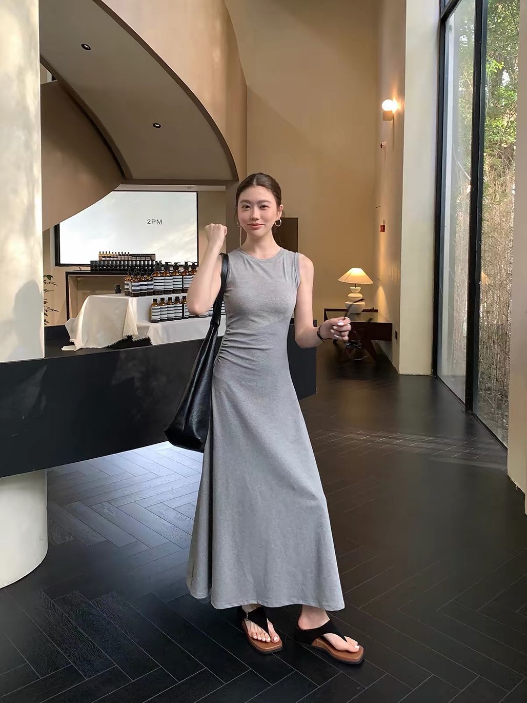 Duena Ruched-Side Fitted Maxi Dress