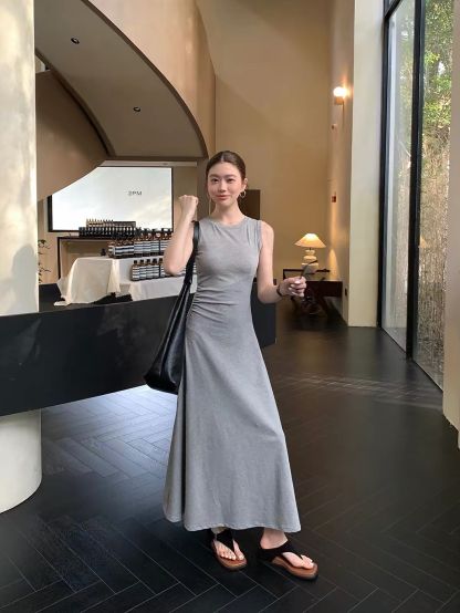 Duena Ruched-Side Fitted Maxi Dress