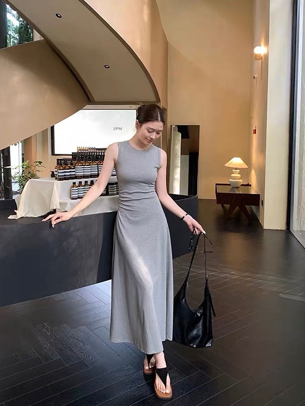 Duena Ruched-Side Fitted Maxi Dress