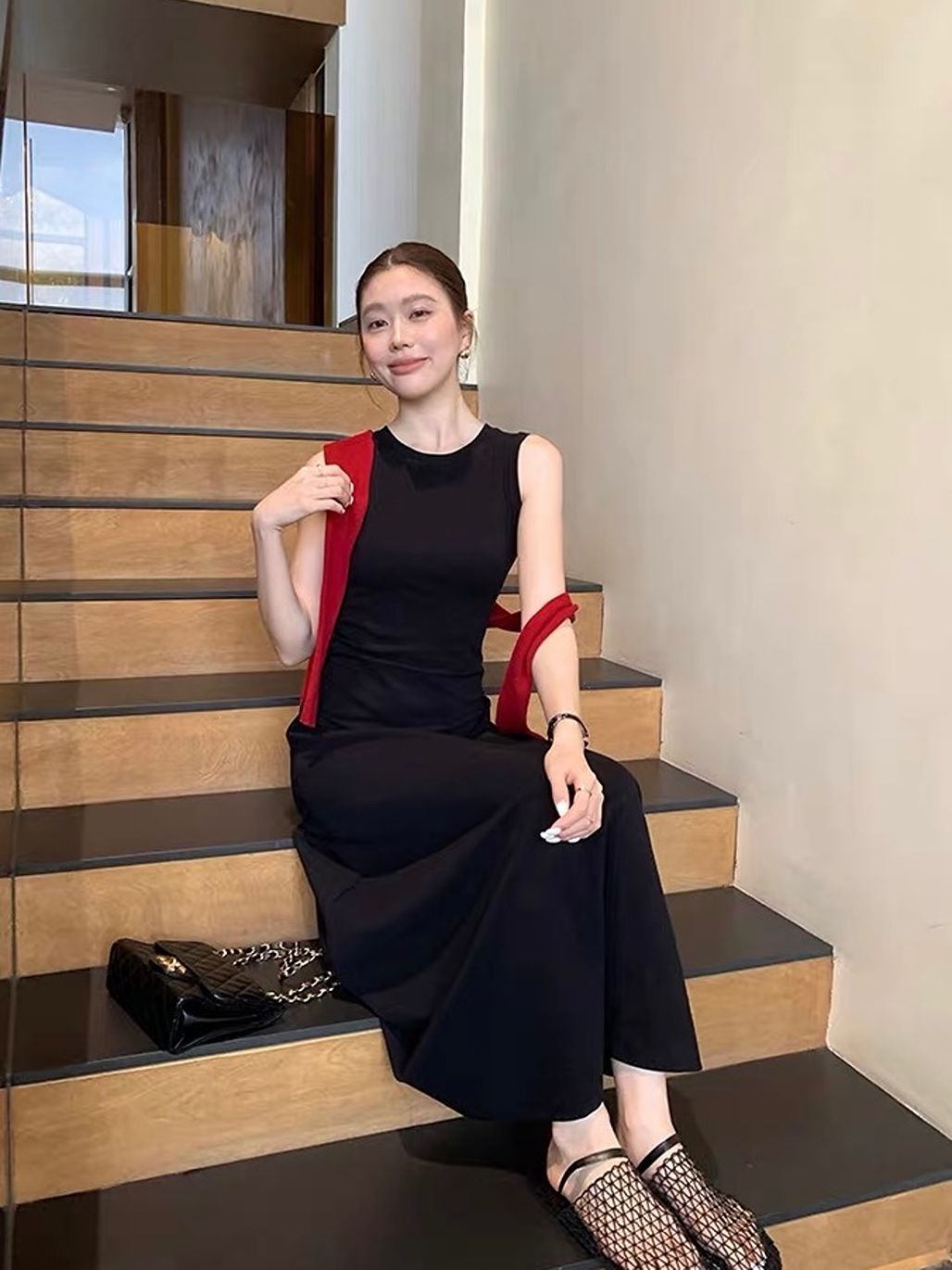 Duena Ruched-Side Fitted Maxi Dress