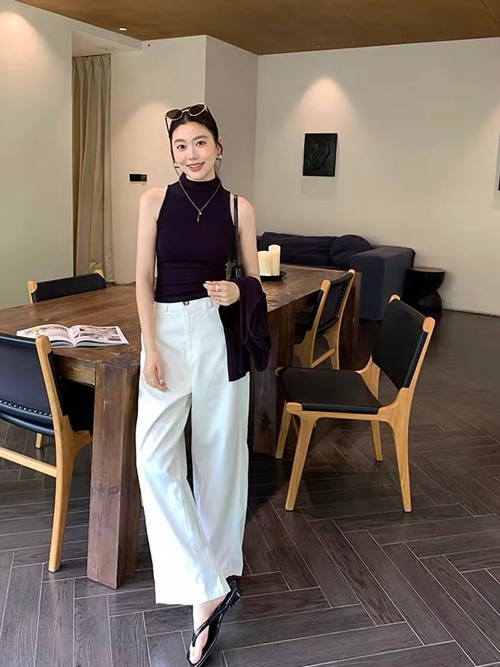 Mock-Neck Top & Cardigan Set