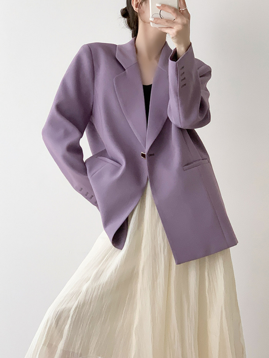 Xena Lapel Collar Blazer-The Black Bow-