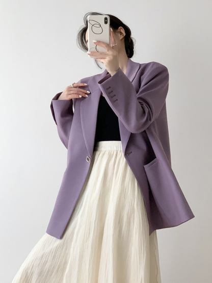 Xena Lapel Collar Blazer-The Black Bow-