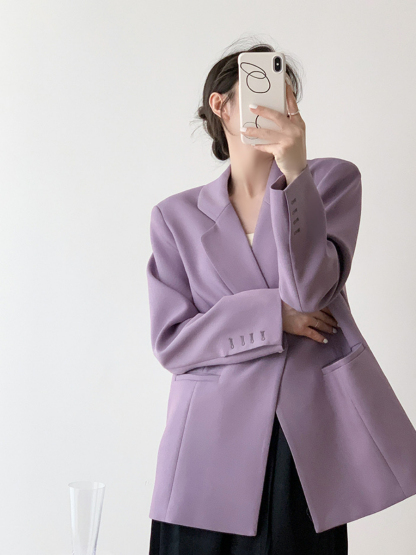 Xena Lapel Collar Blazer-The Black Bow-