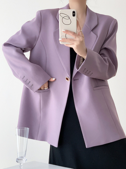 Xena Lapel Collar Blazer-The Black Bow-