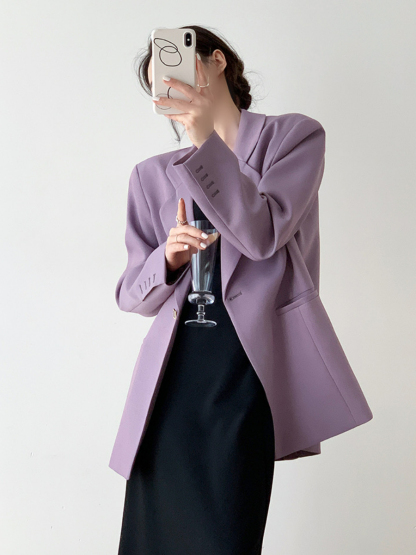 Xena Lapel Collar Blazer-The Black Bow-