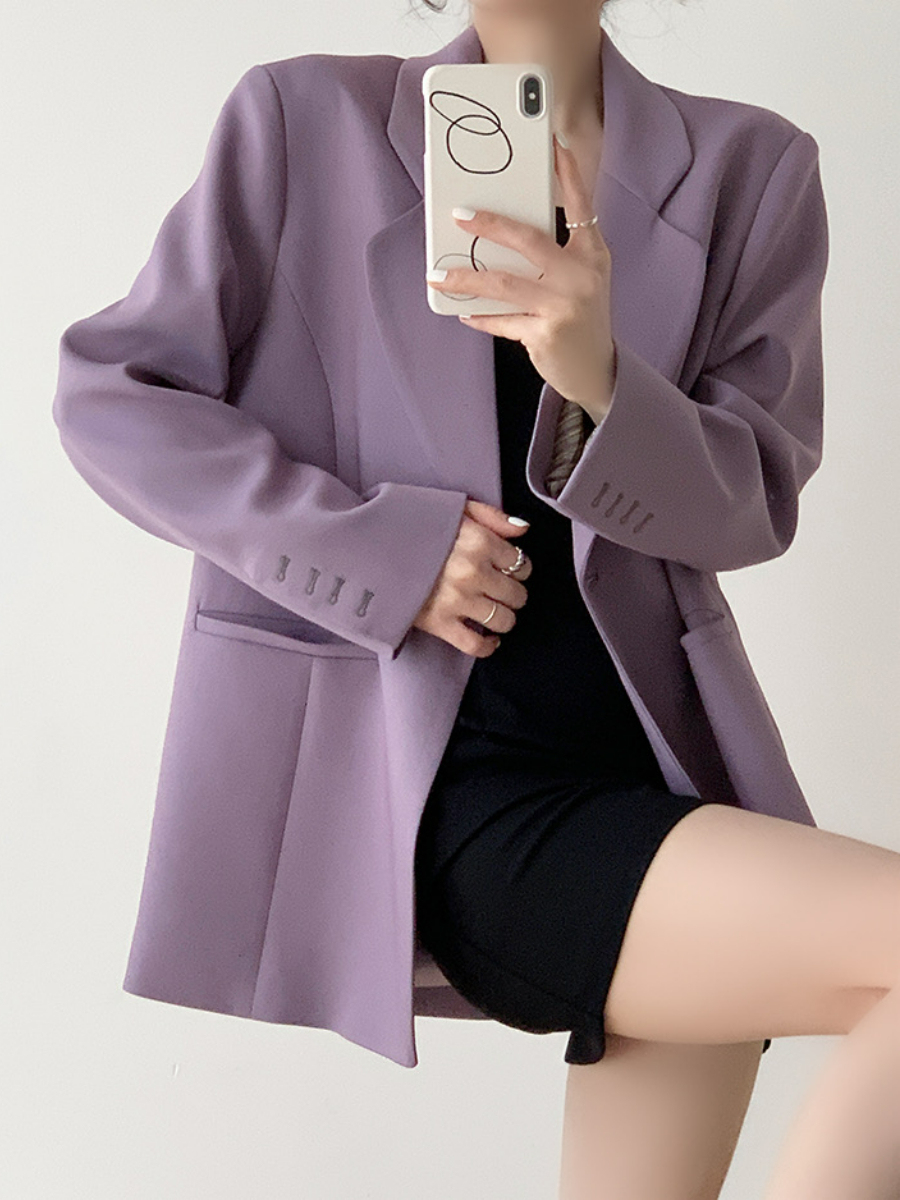 Xena Lapel Collar Blazer-The Black Bow-