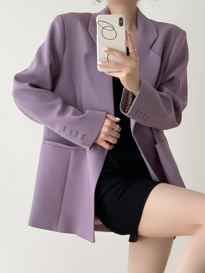 Xena Lapel Collar Blazer-The Black Bow-