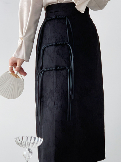Xin Lee Pankou Side Slit Skirt-The Black Bow-