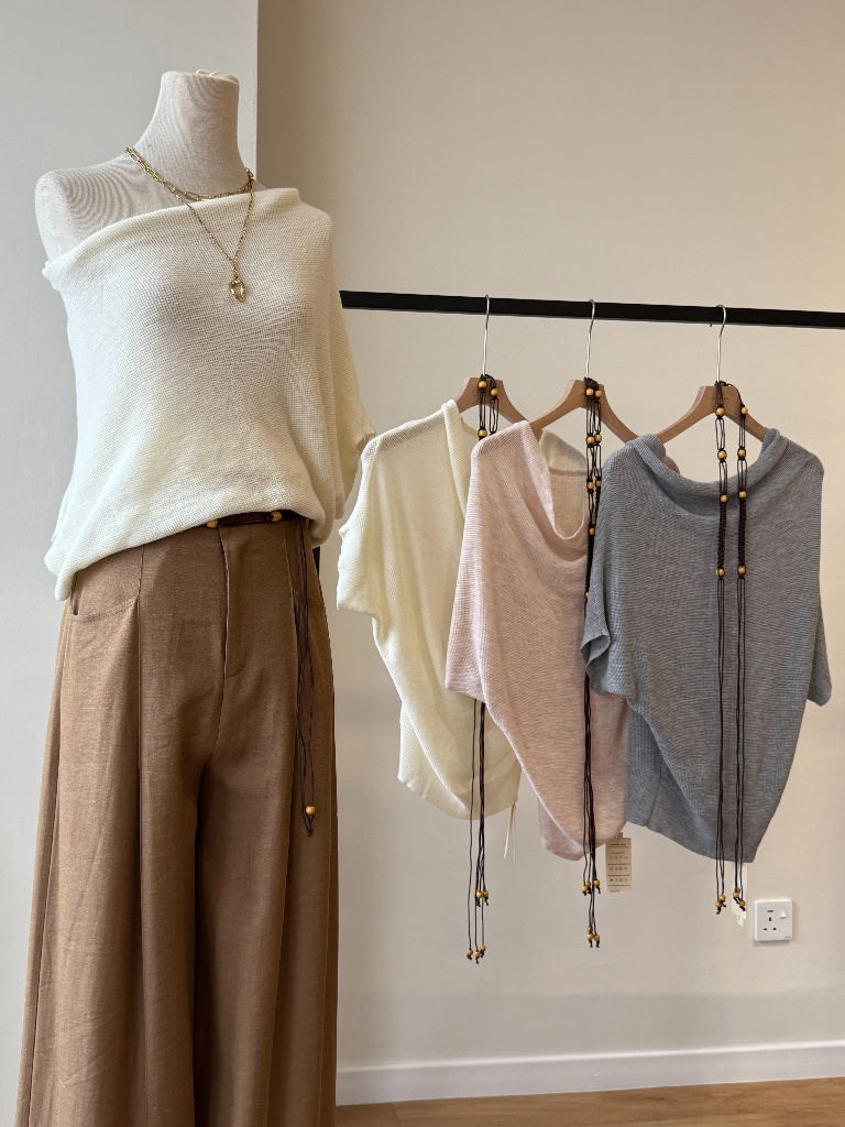 Yen Two-Way Knit Top (Swing Collar/ One Shoulder)