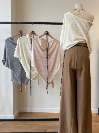 Yen Two-Way Knit Top (Swing Collar/ One Shoulder)