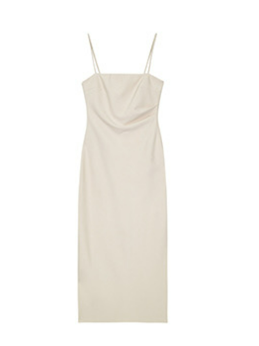Xona Side Ruched Cami Dress-The Black Bow-