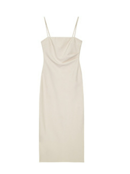 Xona Side Ruched Cami Dress-The Black Bow-